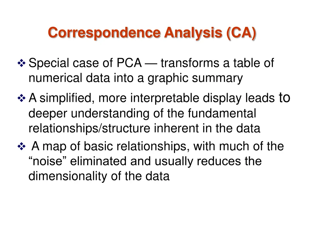 correspondence analysis ca