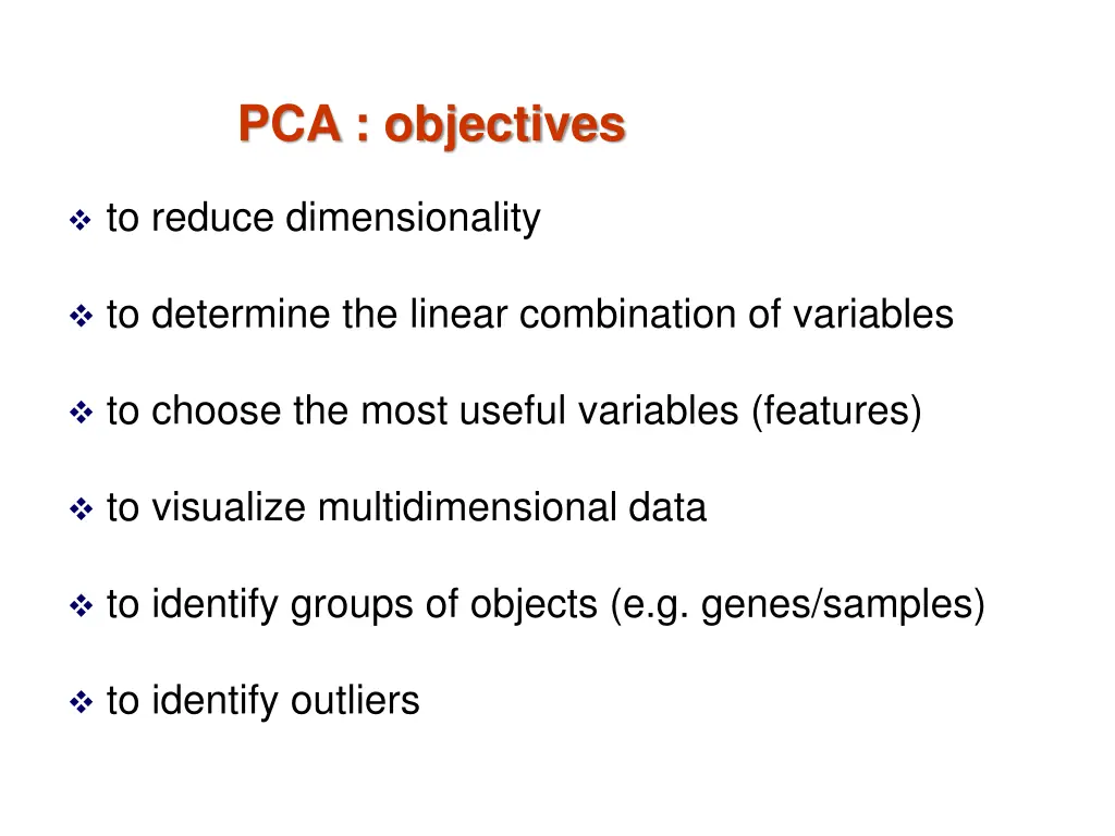 pca objectives