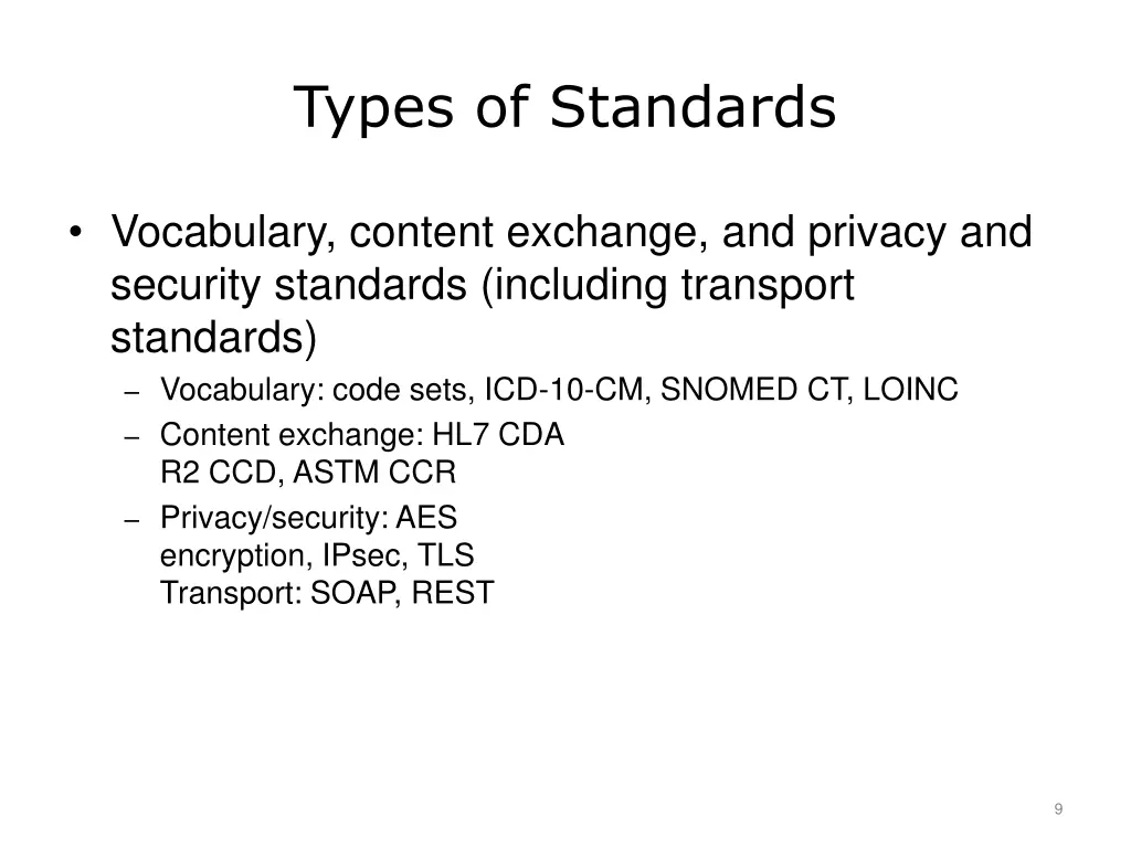 types of standards
