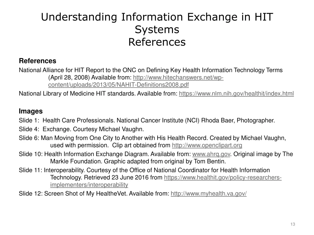 understanding information exchange in hit systems 2