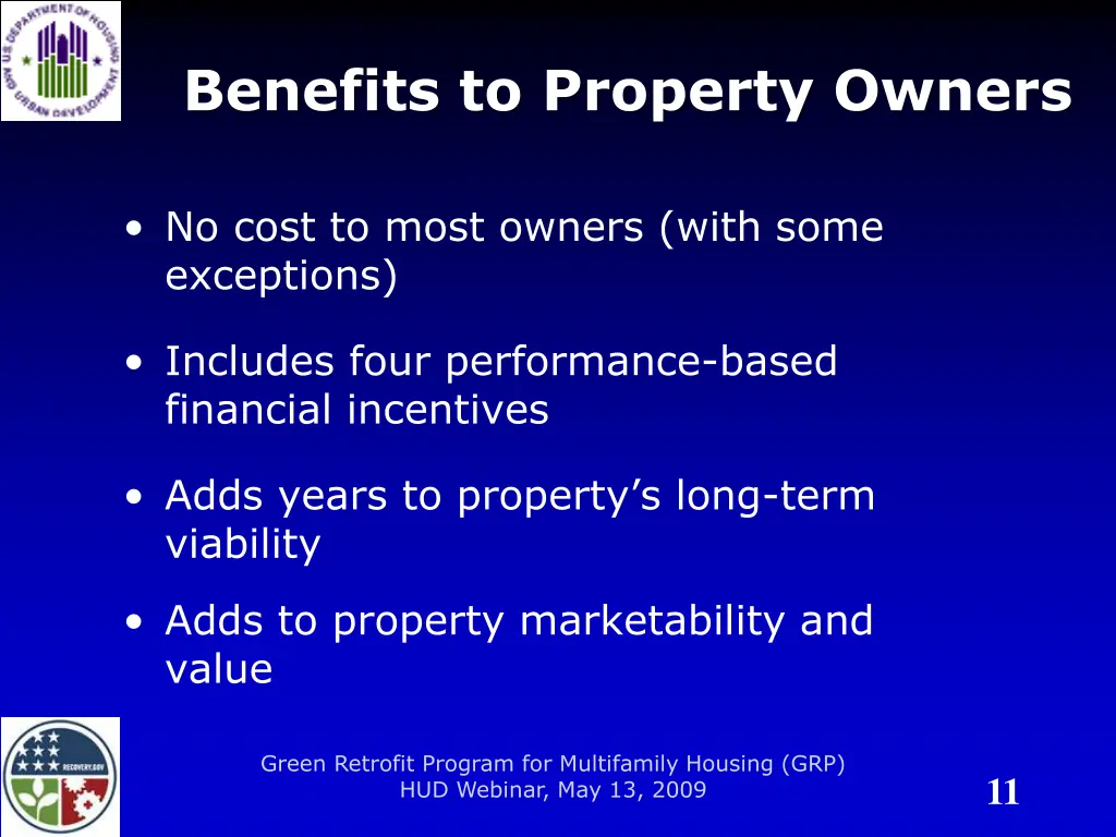 benefits to property owners