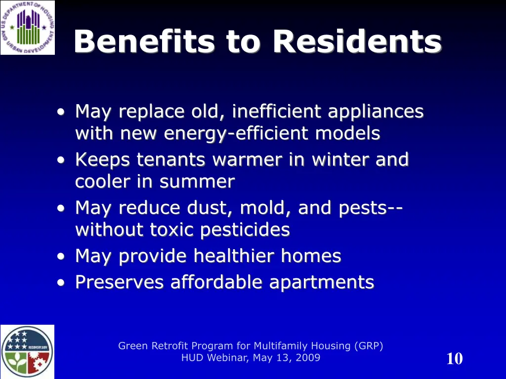 benefits to residents
