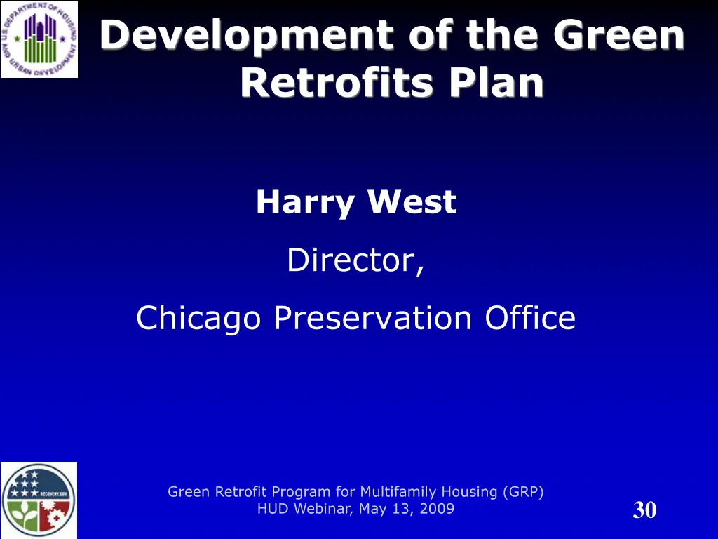 development of the green retrofits plan