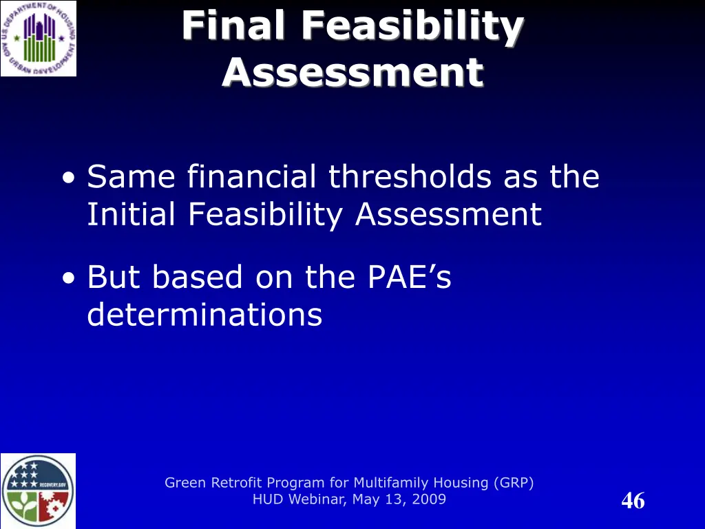final feasibility assessment