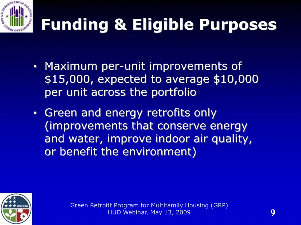 funding eligible purposes