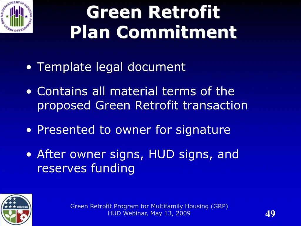 green retrofit plan commitment