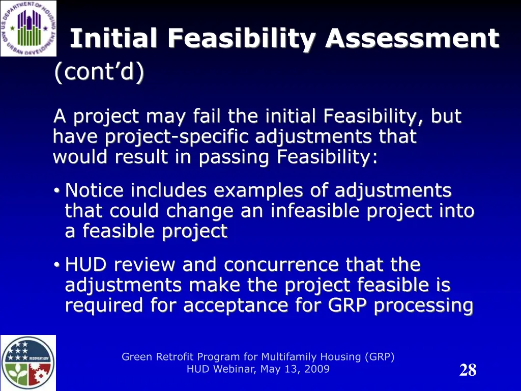 initial feasibility assessment cont d