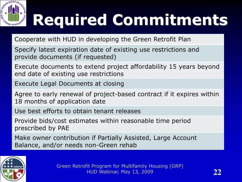 required commitments