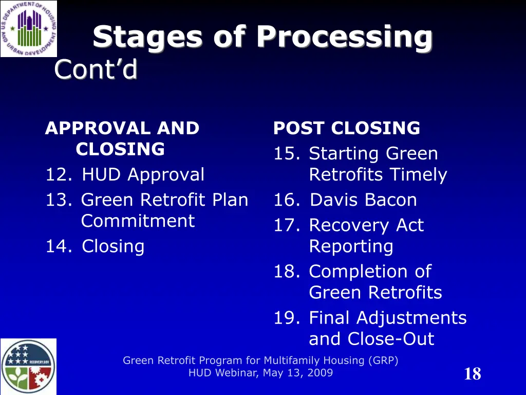 stages of processing cont d