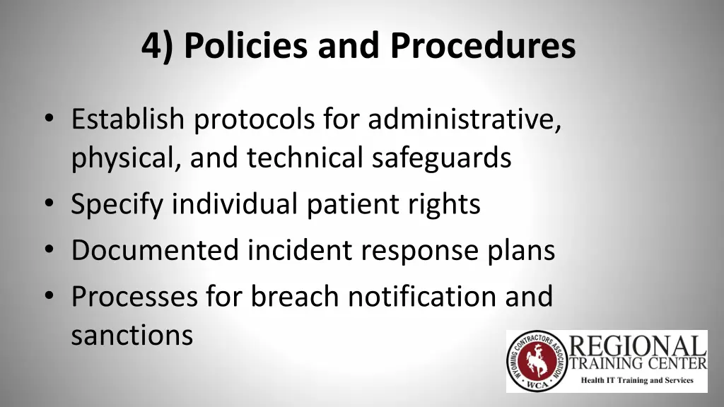4 policies and procedures