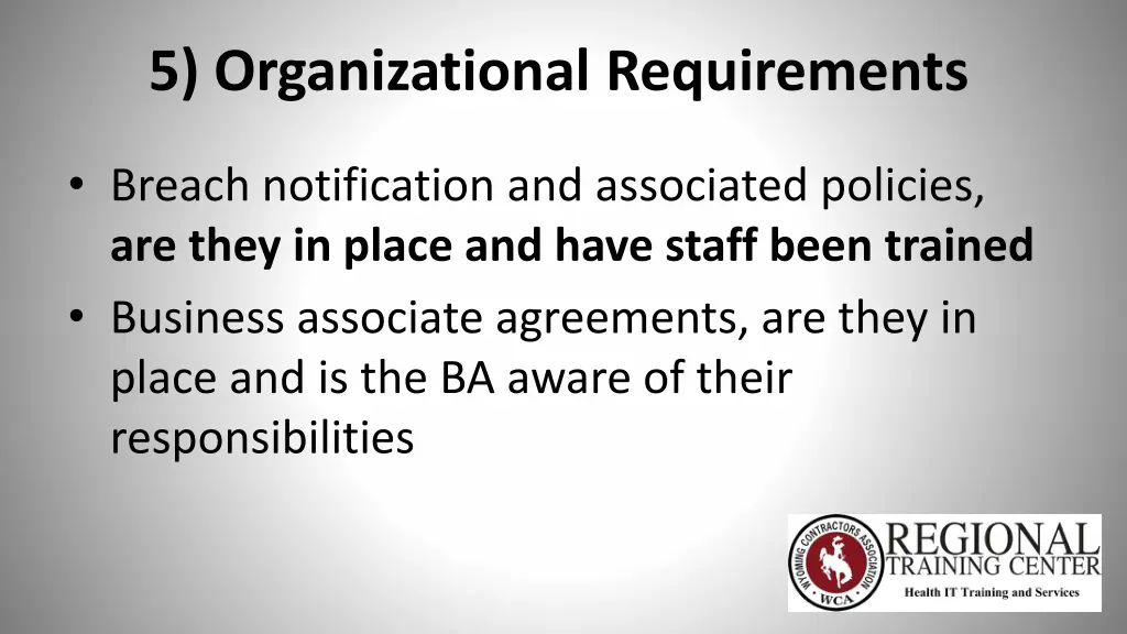 5 organizational requirements