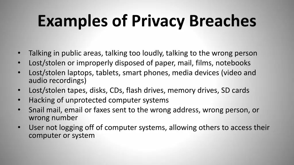 examples of privacy breaches
