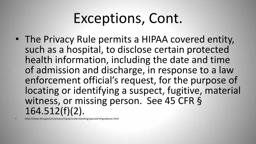exceptions cont