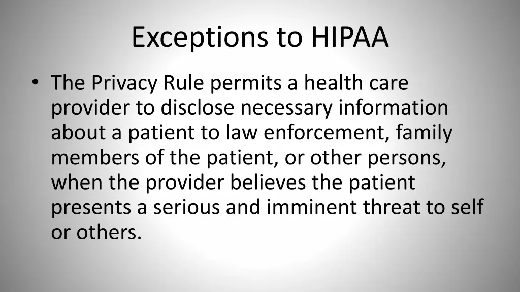 exceptions to hipaa