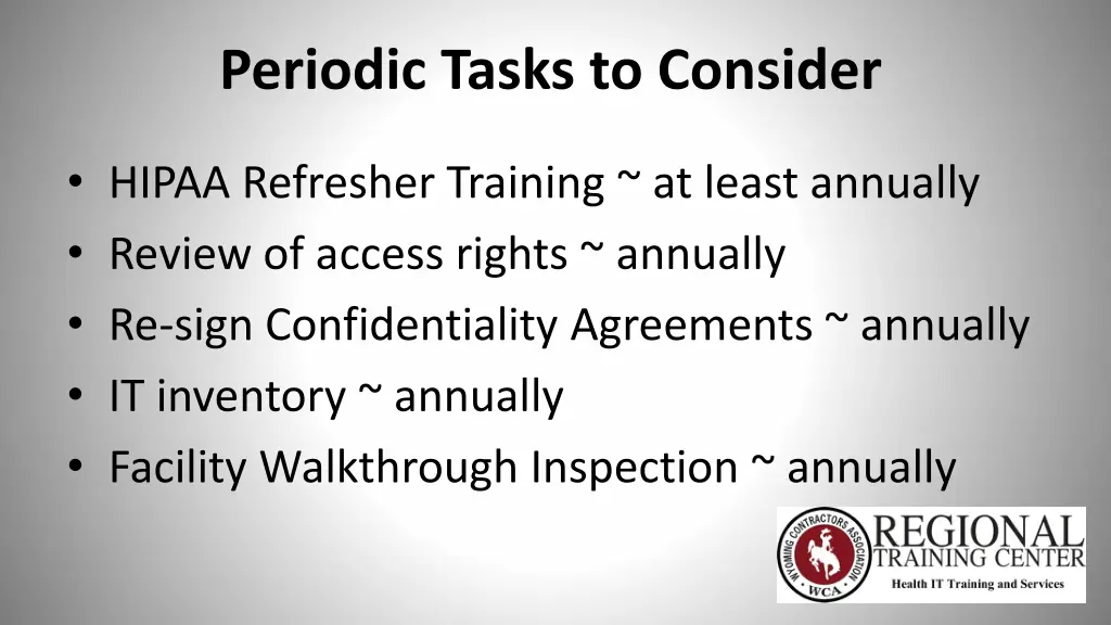 periodic tasks to consider
