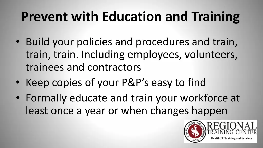 prevent with education and training