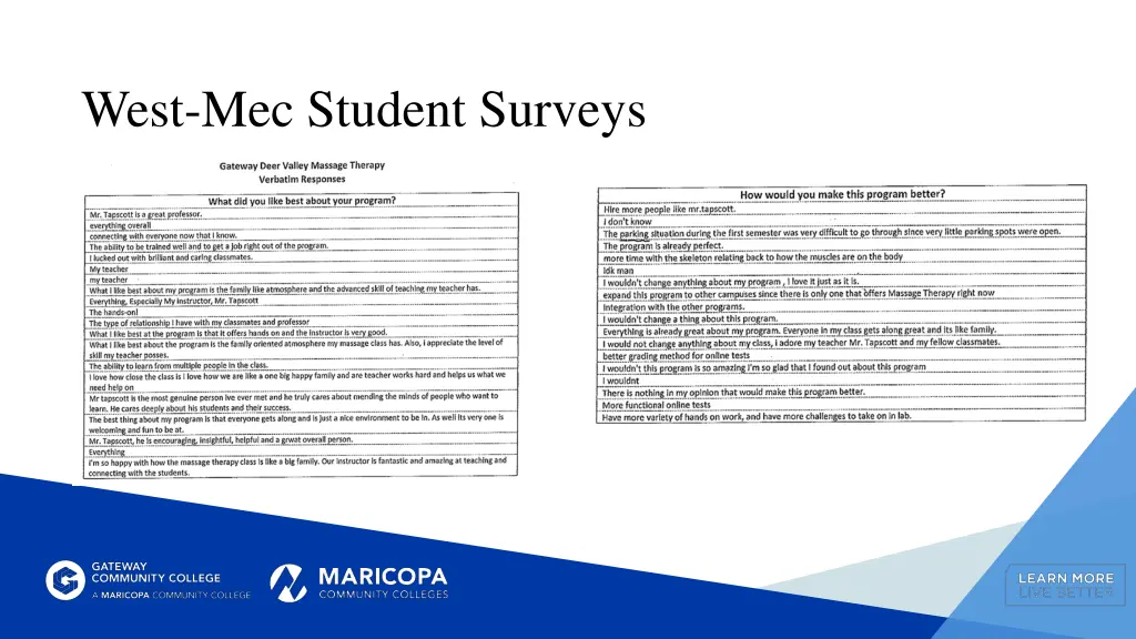 west mec student surveys 1