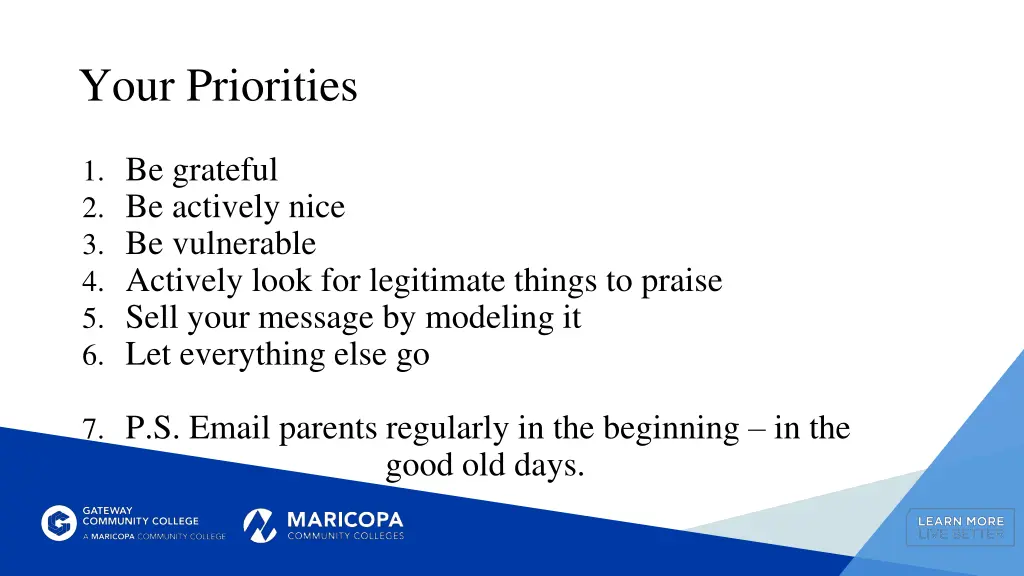 your priorities