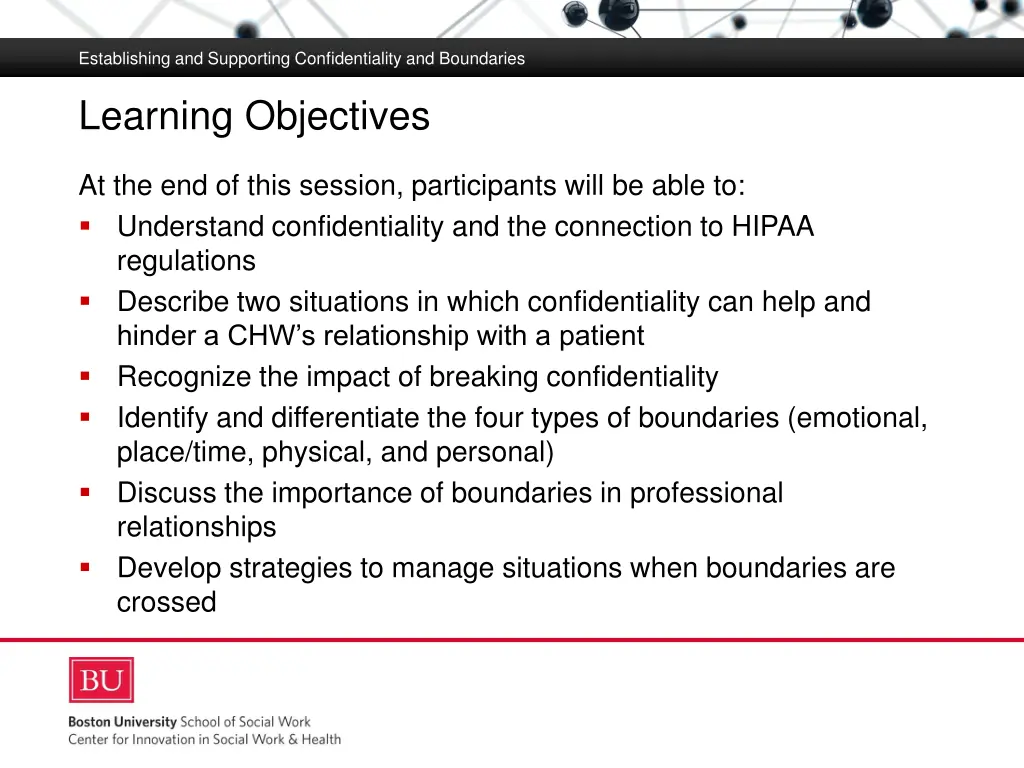 establishing and supporting confidentiality 1