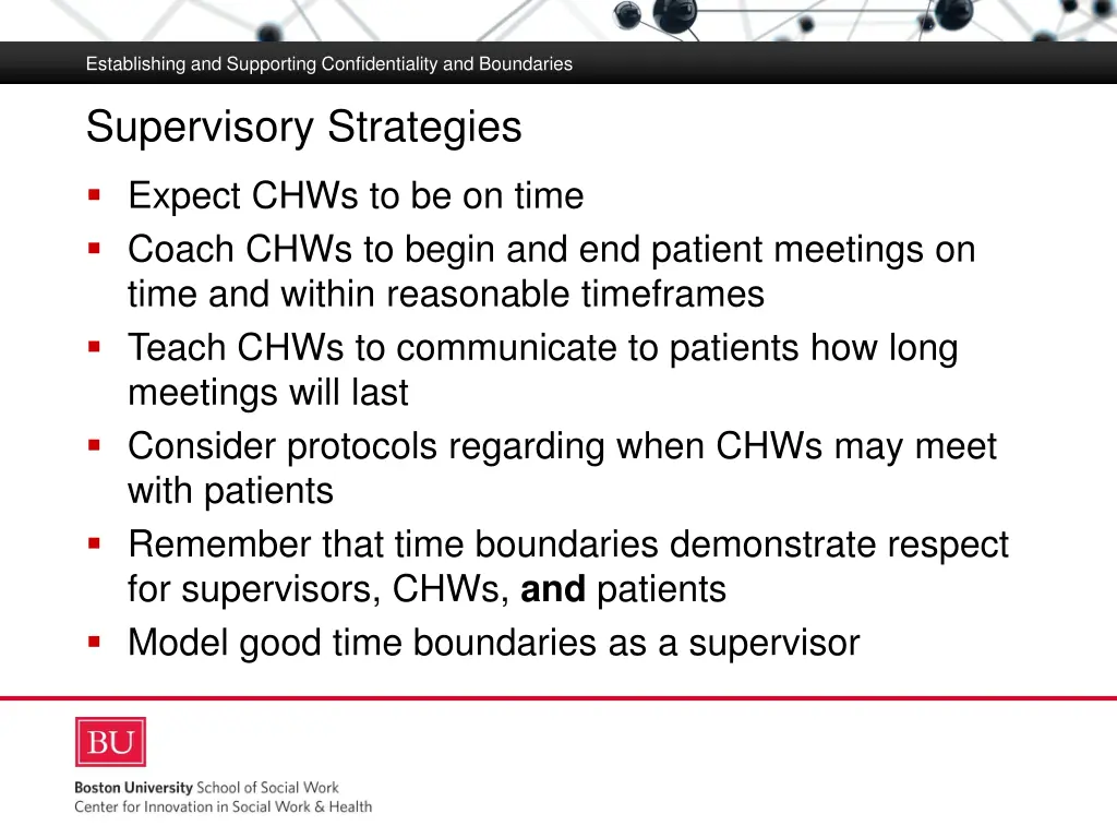 establishing and supporting confidentiality 15