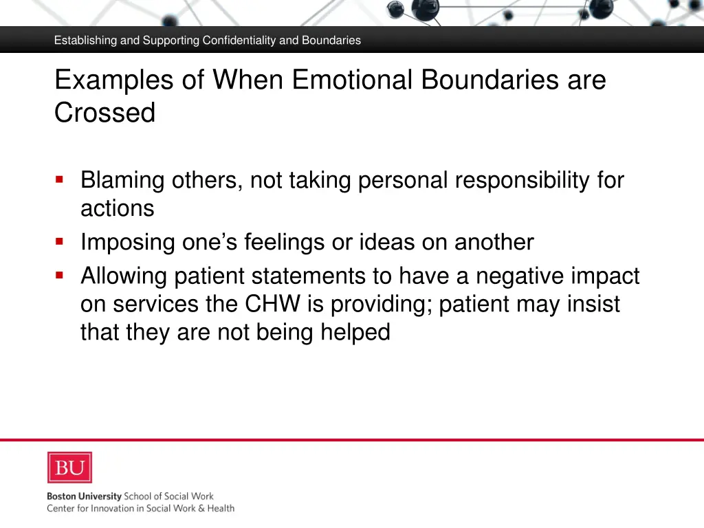 establishing and supporting confidentiality 19
