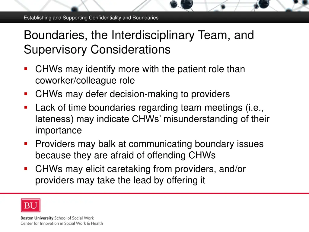 establishing and supporting confidentiality 25