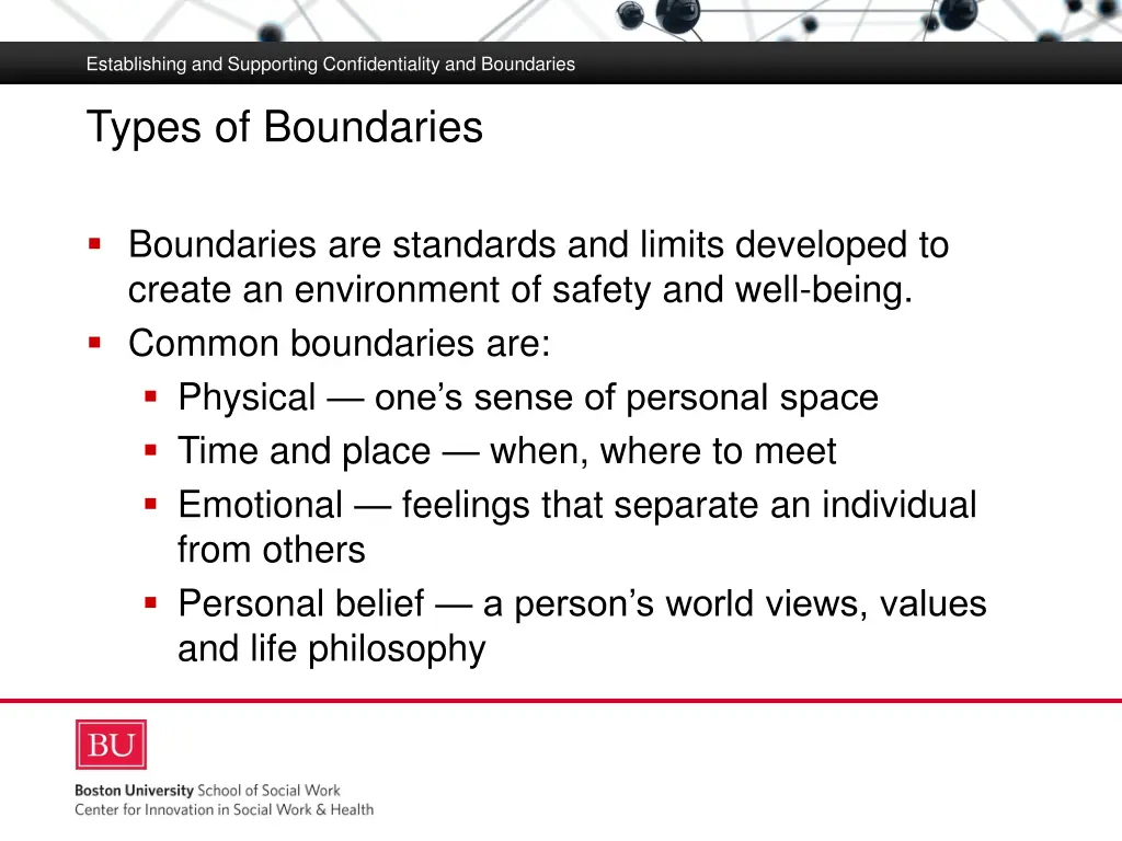 establishing and supporting confidentiality 9