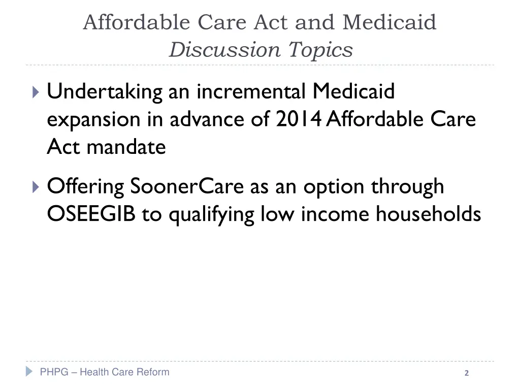 affordable care act and medicaid discussion topics