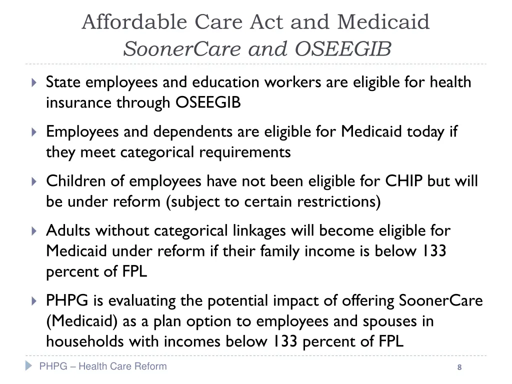 affordable care act and medicaid soonercare