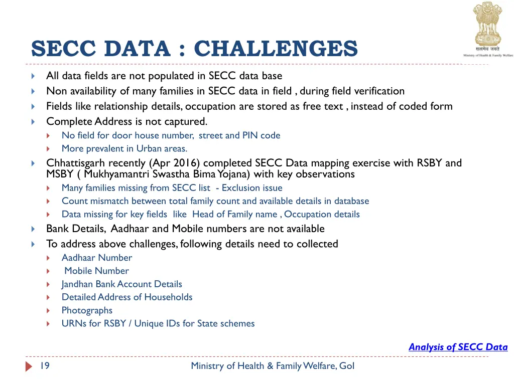 secc data challenges