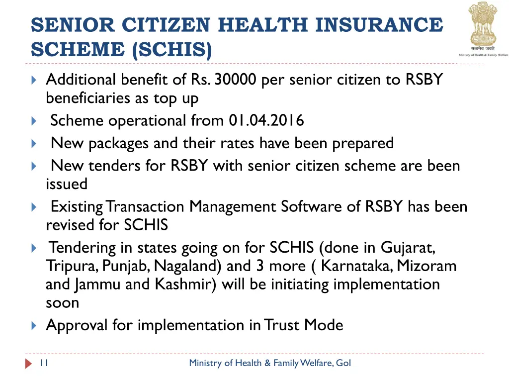 senior citizen health insurance scheme schis