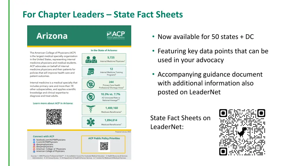 for chapter leaders state fact sheets