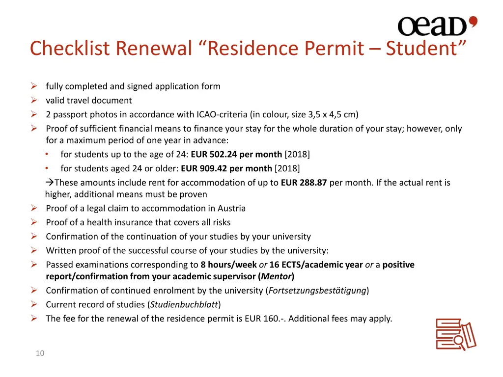 checklist renewal residence permit student