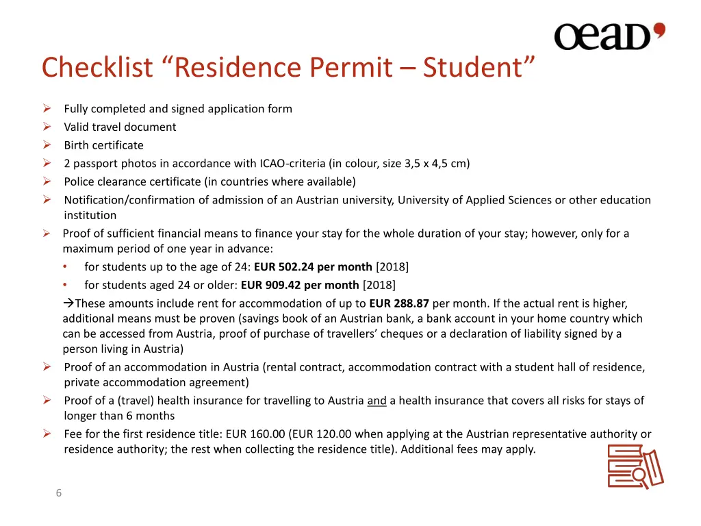 checklist residence permit student