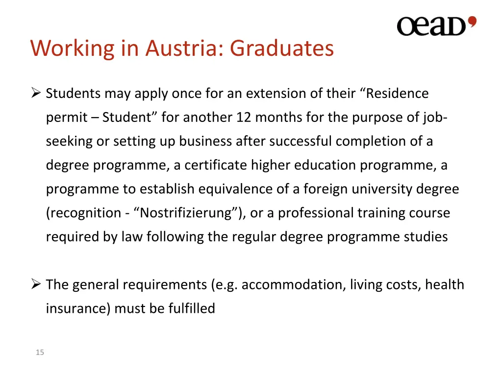 working in austria graduates
