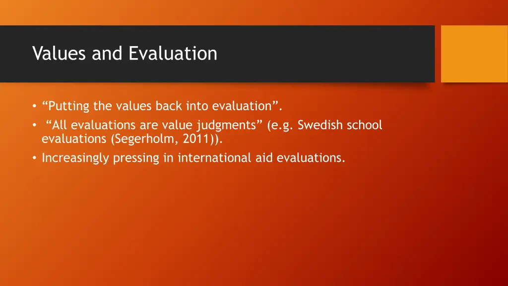 values and evaluation