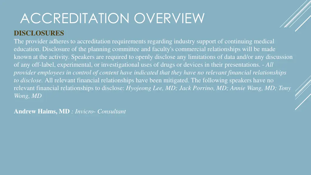 accreditation overview disclosures the provider