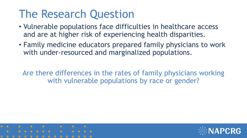 the research question vulnerable populations face