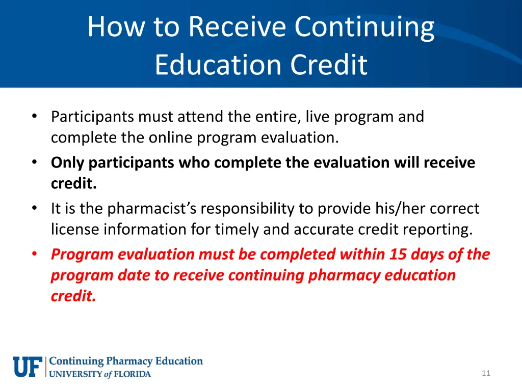 how to receive continuing education credit 1