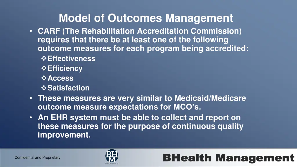 model of outcomes management carf