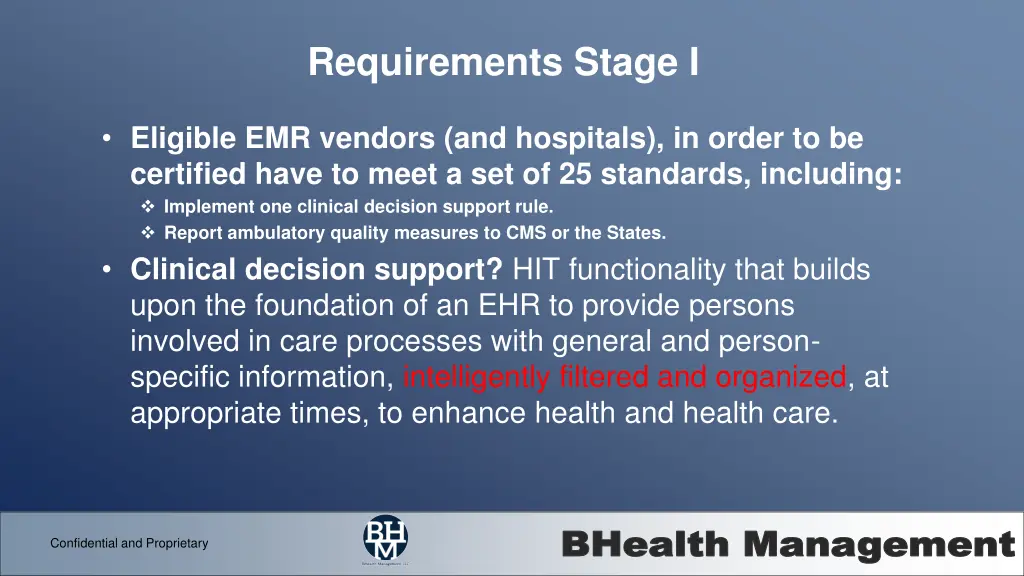 requirements stage i