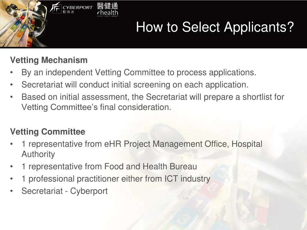 how to select applicants