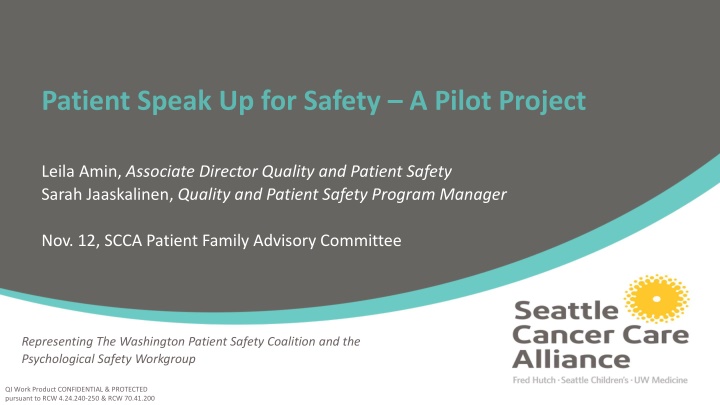 patient speak up for safety a pilot project