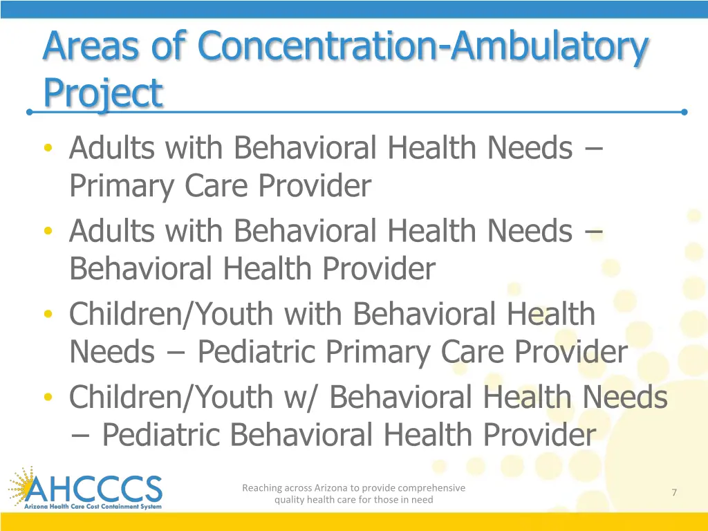 areas of concentration ambulatory project adults