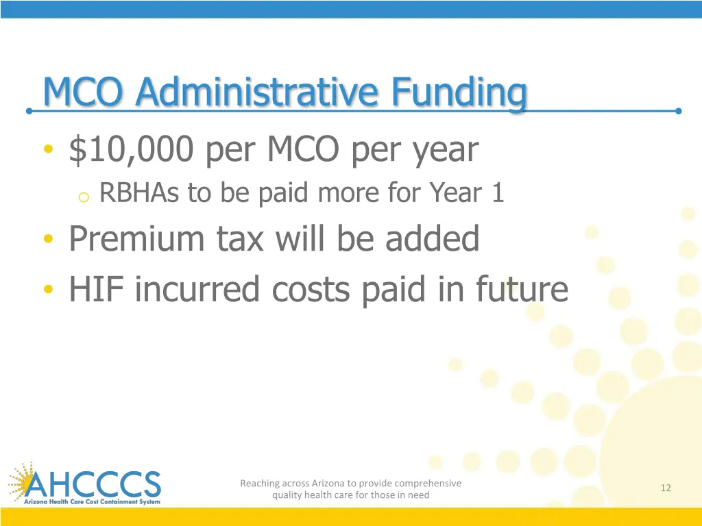 mco administrative funding