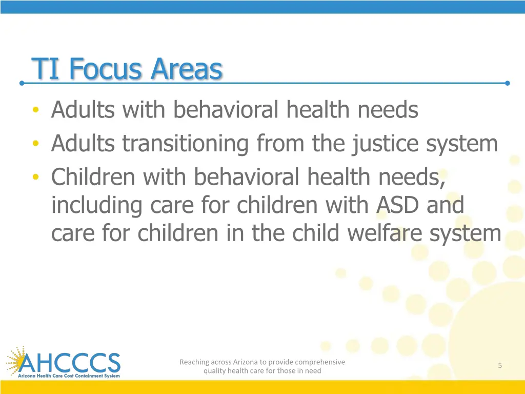 ti focus areas adults with behavioral health