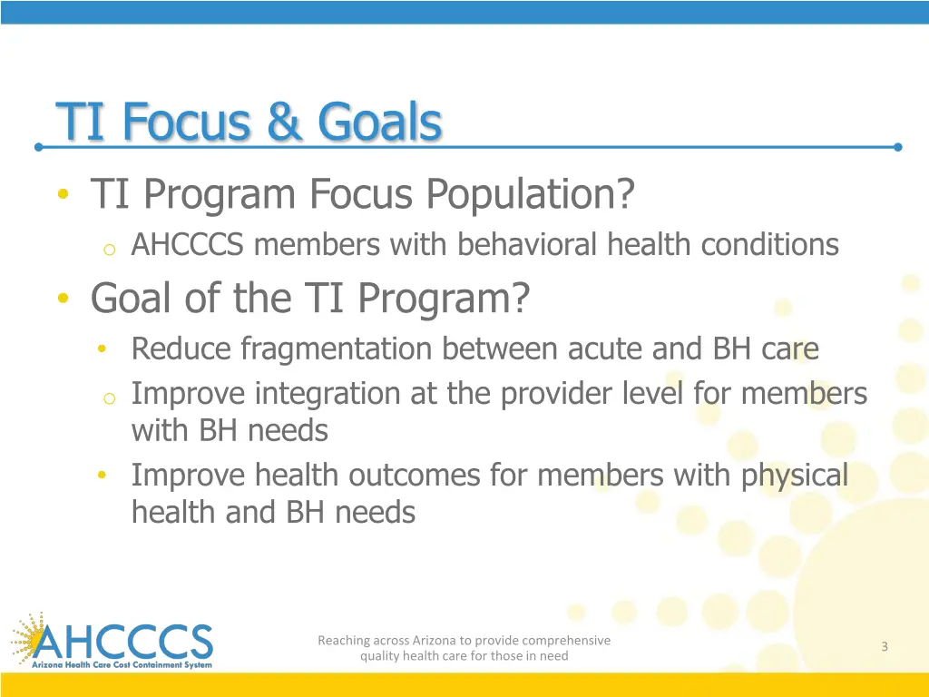 ti focus goals ti program focus population
