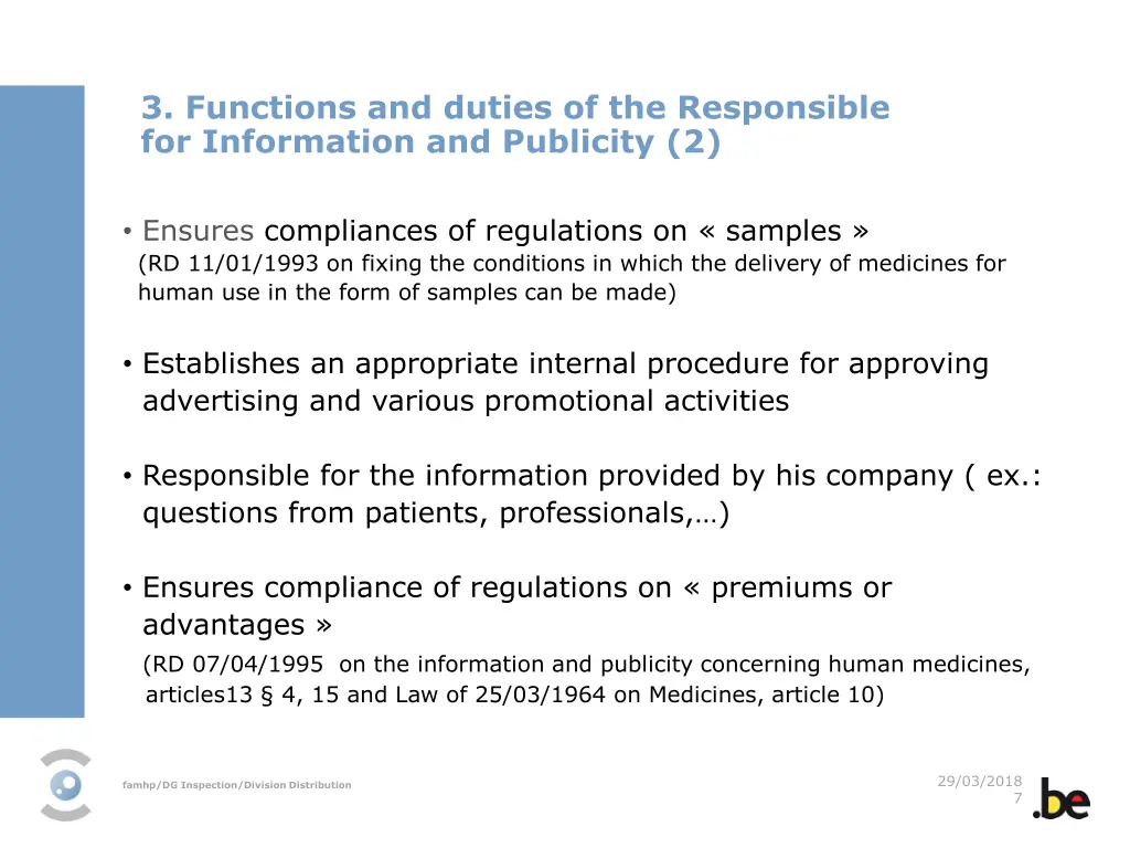 3 functions and duties of the responsible 1