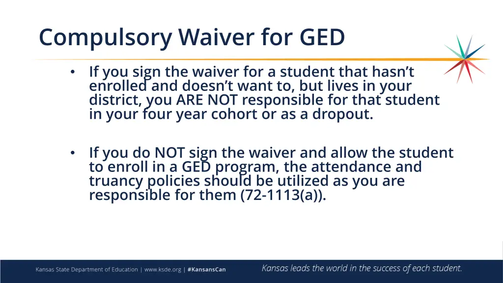 compulsory waiver for ged 1
