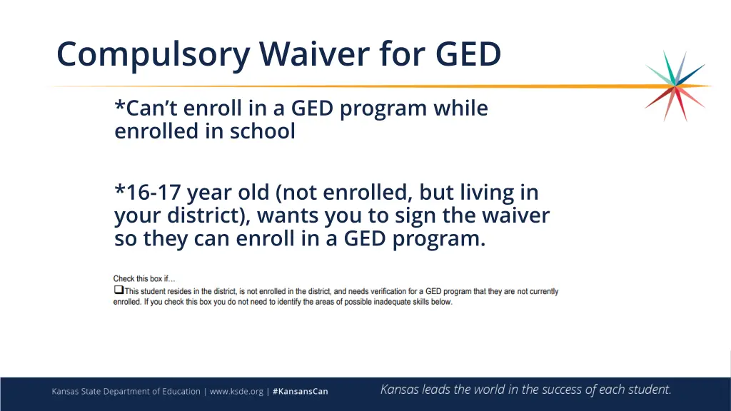 compulsory waiver for ged